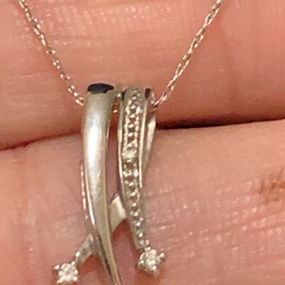 14k solid white gold & diamond pendant - Picture 1 of 3